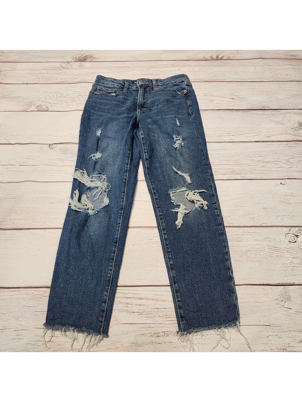 Old Navy O.G. Straight High Rise Distressed Blue Jeans Size 4